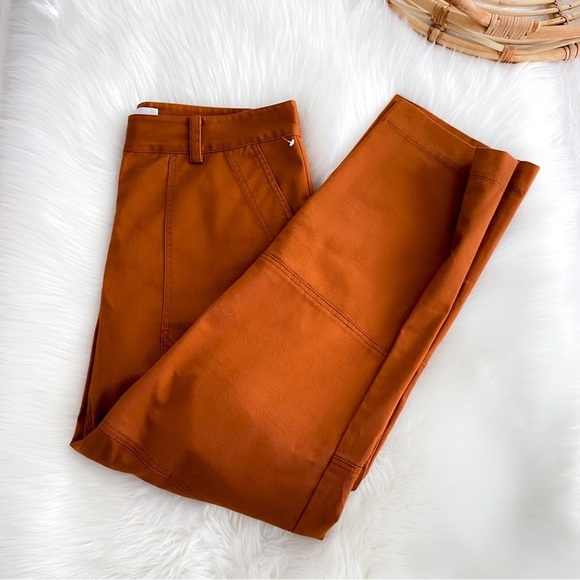 NWOT Derek Lam 10 Crosby Therese Straight Leg Pants Orange Cinnamon Cropped - Picture 5 of 13